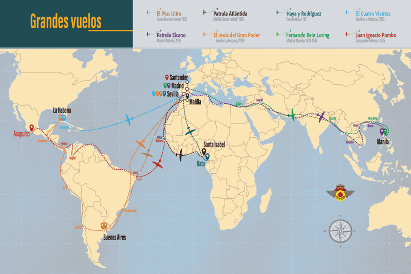 Mapa de las rutas de los Grandes Vuelos